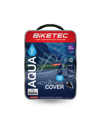 BIKETEC AQUATEC NEPREMOČLJIVA PREVLEKA ZA MOTORNO kolo S PROSTOROM ZA CENTRALNI BOKS ČRNO/SIVA VEL. XXL