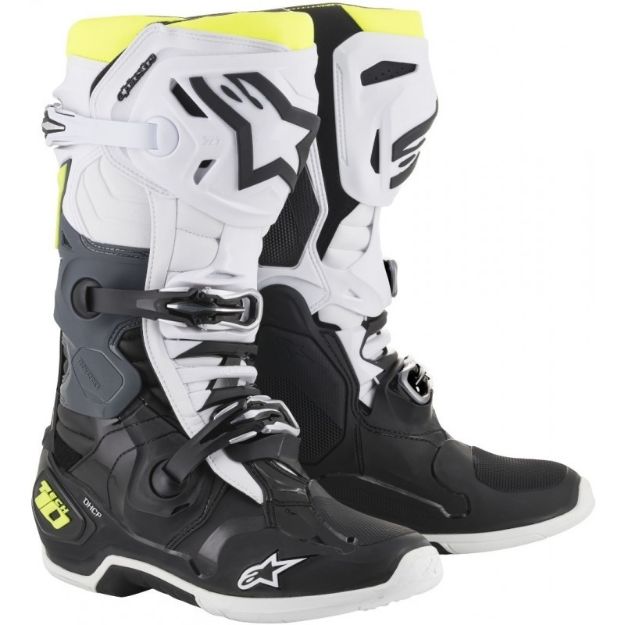 Alpinestars Tech 10 Black White Yellow Fluo
