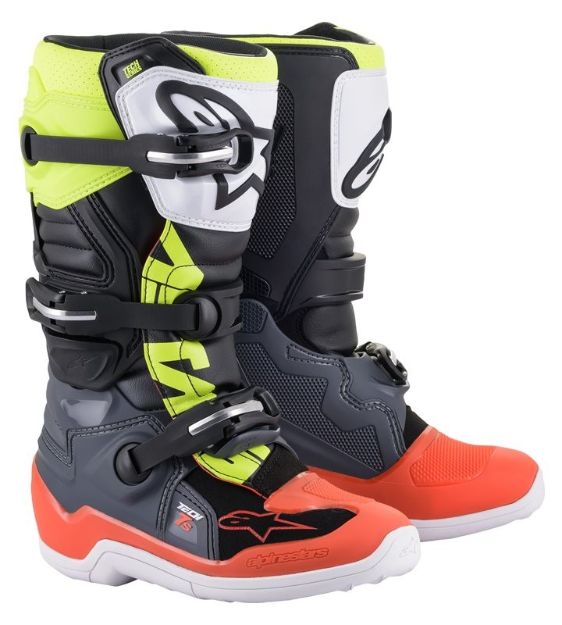 Alpinestars Youth Tech 7S DARK GRAY RED FLUO YELLOW FLUO