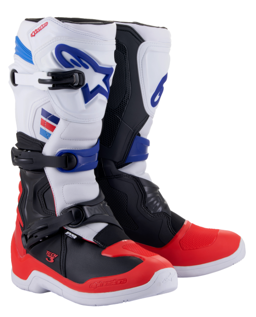 ALPINESTARS TECH 3 WHITE BRIGHT RED DARK BLUE