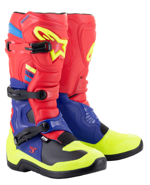 ALPINESTARS TECH 3 BRIGHT RED DARK BLUE YELLOW FL
