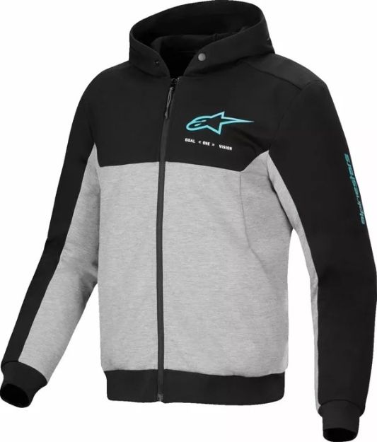 ALPINESTARS HOODIE CHROME V2 SPORT BK/GY/TQ S