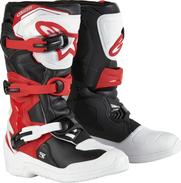 Slika ALPINESTARS TECH 3S YOUTH - BELA ČRNA ŽIVO RDEČA
