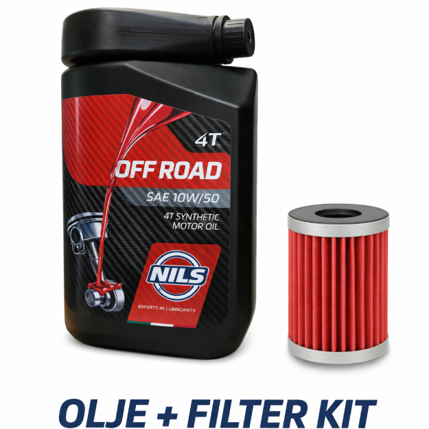 Slika KTM , HUSQ , GAS GAS - OLJE NILS OFFROAD 10W50 + OLJNI FILTER – SERVISNI SET ZA 4T KROS IN ENDURO