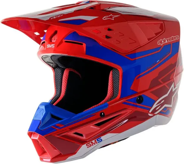 Slika ALPINESTARS SM5 ACT2 RDEČA/MODRA MOTOKROS ČELADA