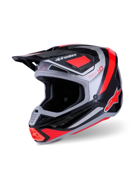 Slika ALPINESTARS SM7 RISE ČRNA/RDEČA/SREBRNA MOTOKROS ČELADA