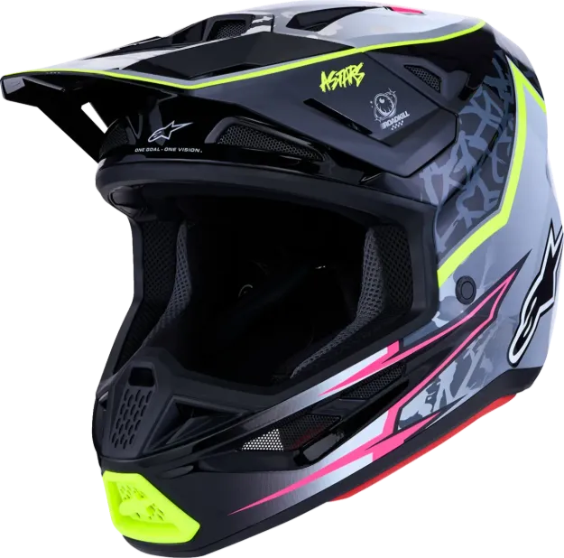Slika ALPINESTARS S-M7 BLASTER ČRNA/SIVA/RUMENA MOTOKROS ČELADA