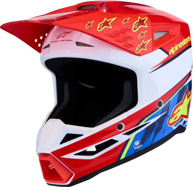 Slika ALPINESTARS S-M3 FALCON RDEČA/BELA/MODRA MOTOKROS ČELADA