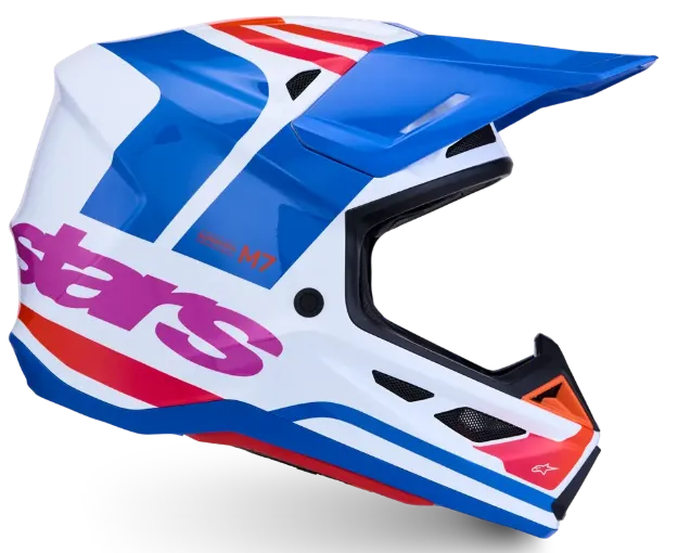 Slika ALPINESTARS S-M7 CORE BELA/MODRA/ROZA MOTOKROS ČELADA