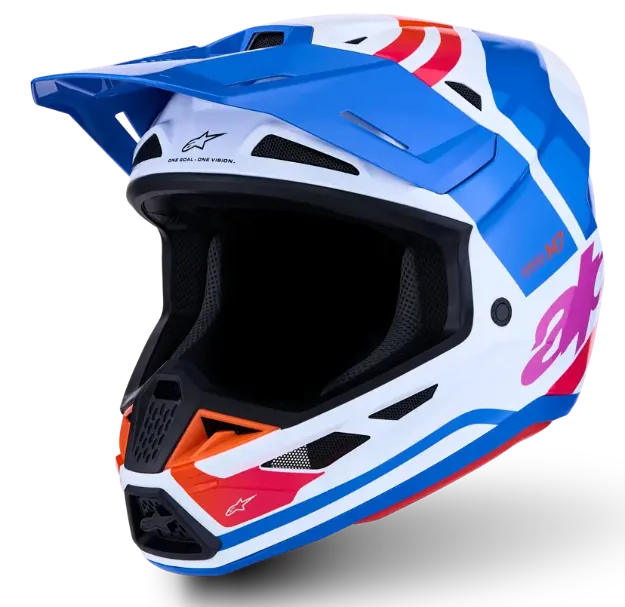 Slika ALPINESTARS S-M7 CORE BELA/MODRA/ROZA MOTOKROS ČELADA